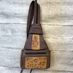 Brown and Tan Leather Women Bag